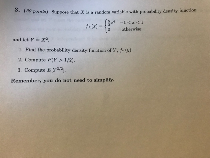 Solved 3. (20 points) Suppose that X is a random variable | Chegg.com