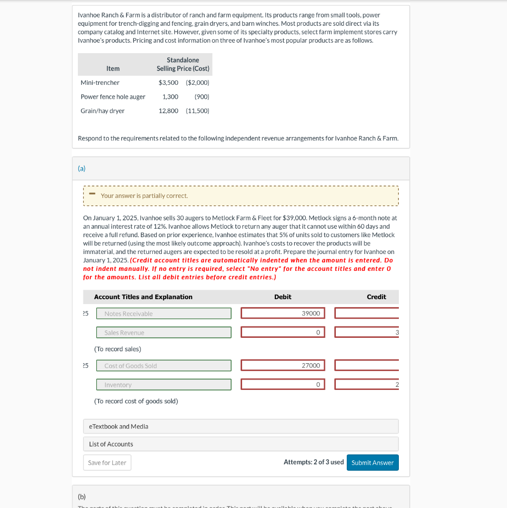 Solved Ivanhoe Ranch \& Farm is a distributor of ranch and