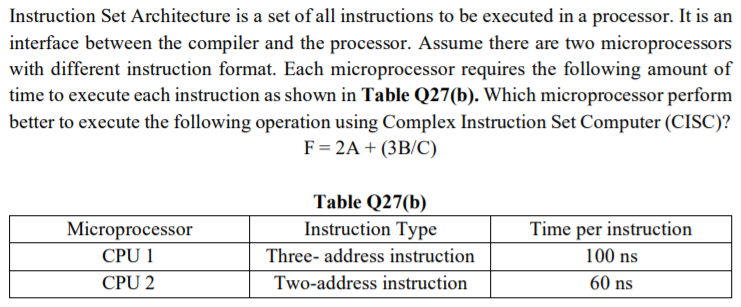 Solved Instruction Set Architecture is a set of all | Chegg.com