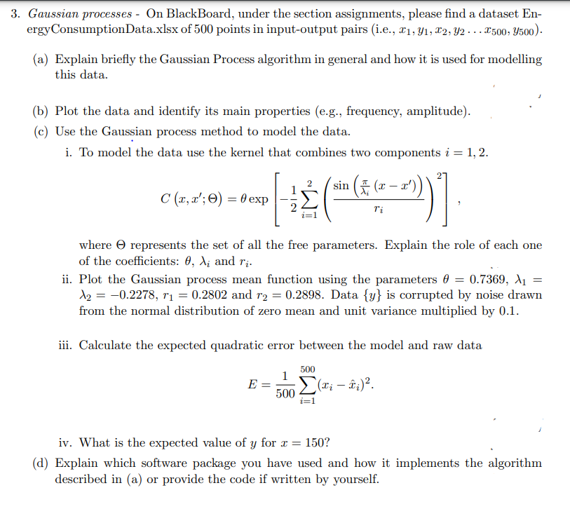 Solved Gaussian processes - On BlackBoard, under the section | Chegg.com