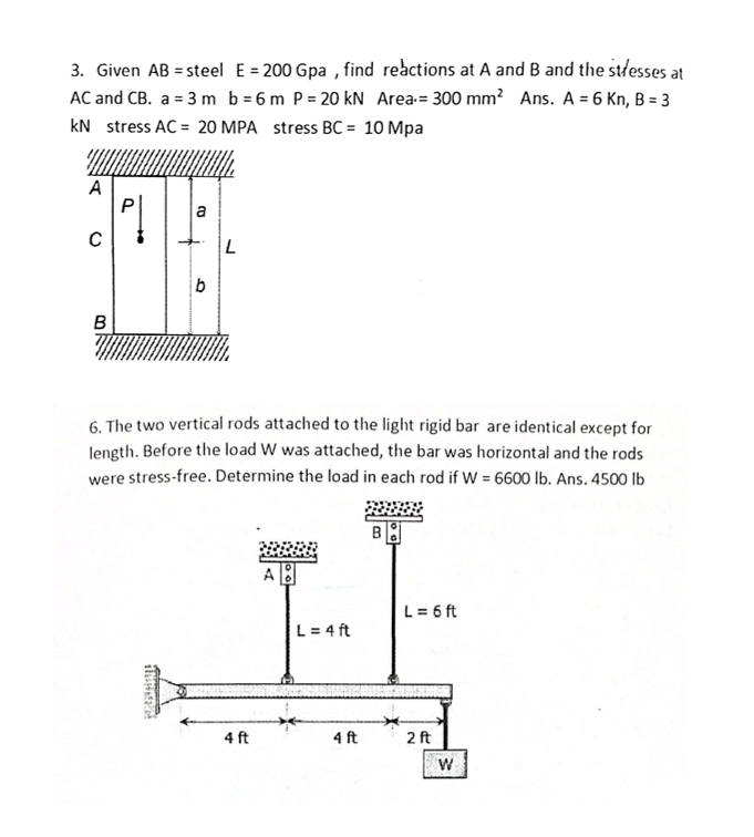 Solved 3. Given AB = steel E = 200 Gpa, find reactions at A | Chegg.com