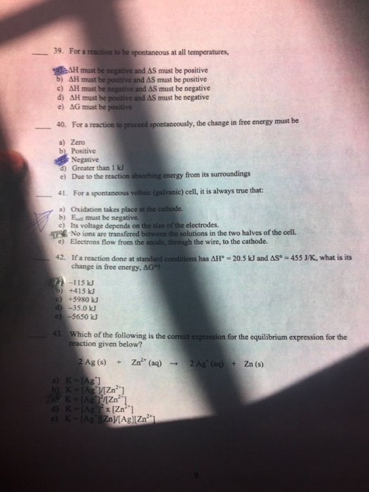 Solved For a reaction to be spontaneous at all temperatures,