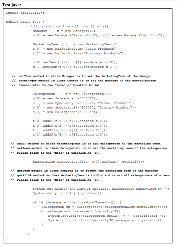 Test.java: import java.util.*; public class Test { public static void main(String[] args) { Manager () m = new Manager[2]; m[