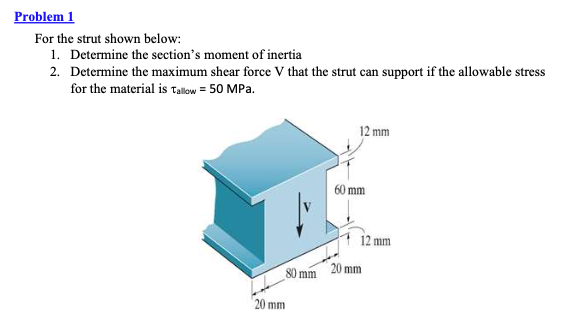 Solved For the strut shown below: 1. Determine the section's | Chegg.com