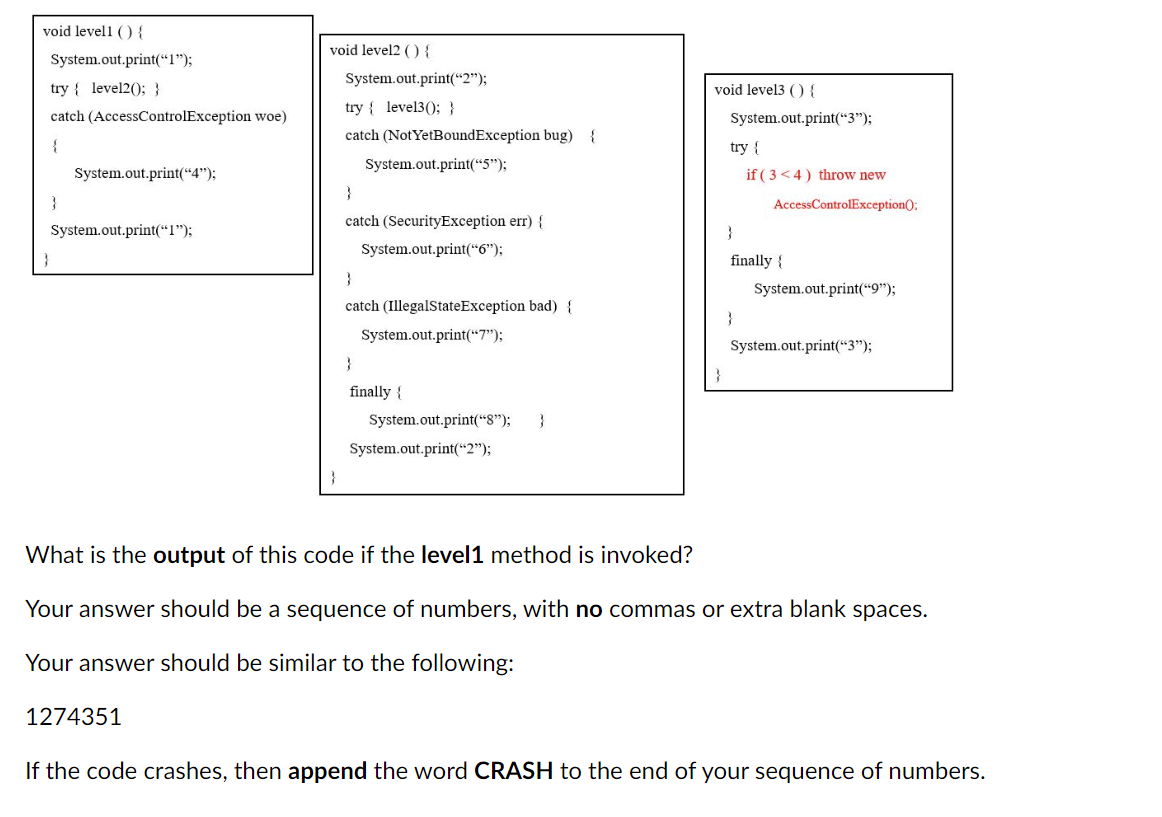 Solved \begin{tabular}{|l|} \hline void level1 () \{ \\ | Chegg.com