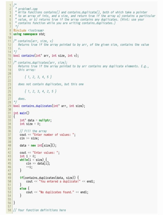 Solved problem1.cpp Write functions contains() and | Chegg.com
