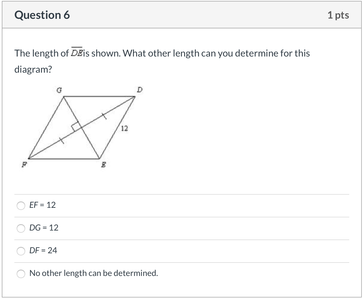 Solved Question 3 1 pts Use the figure below. D If BC = 26, | Chegg.com
