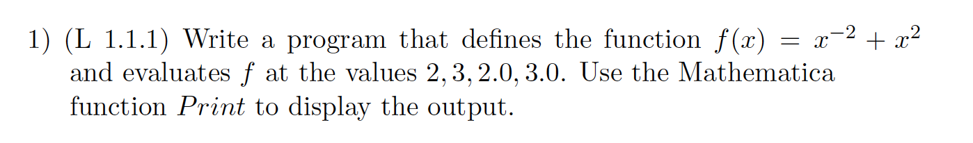 Solved = X 1) (L 1.1.1) Write a program that defines the | Chegg.com