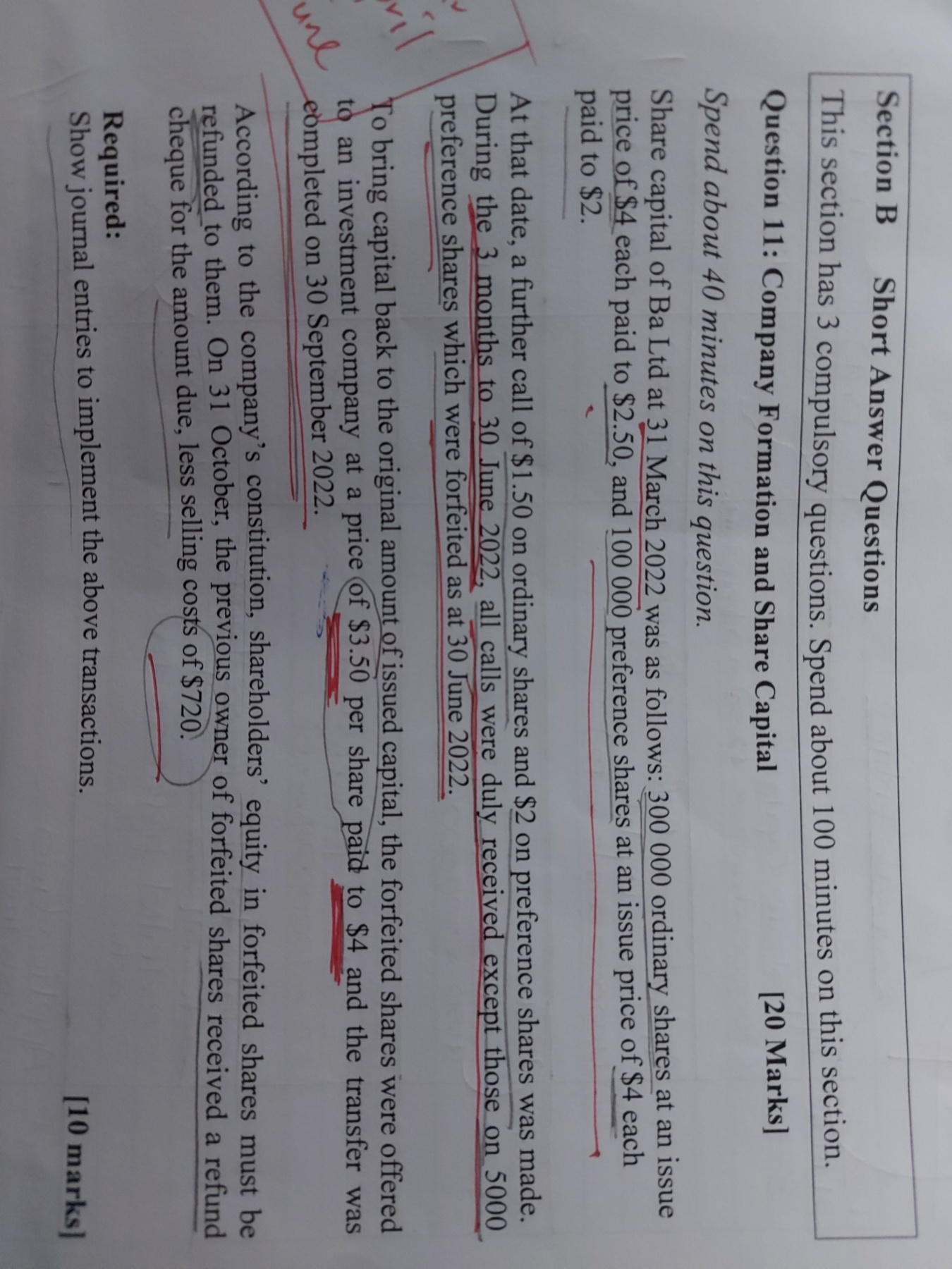 Solved Section B Short Answer Questions This section has 3 | Chegg.com