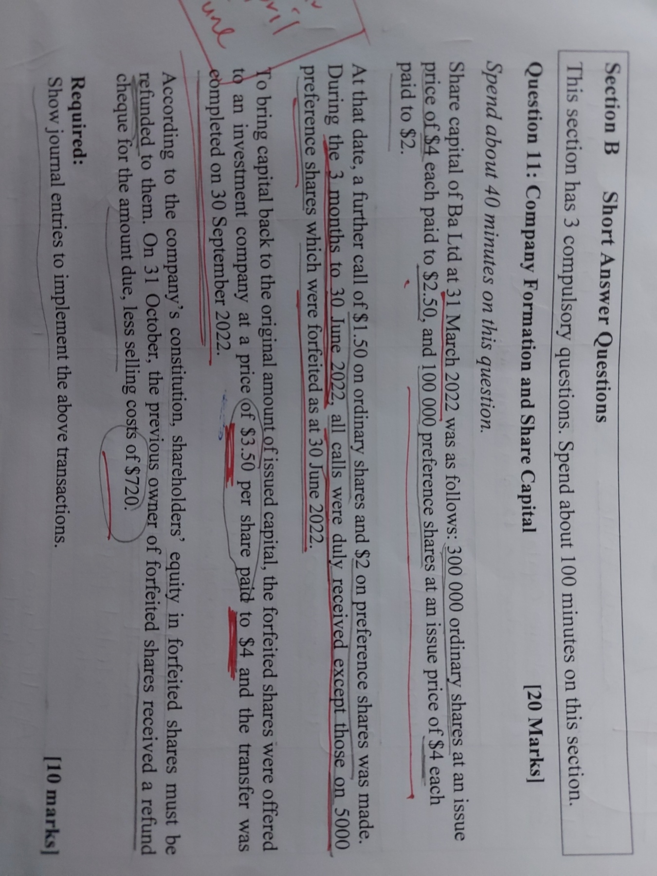 Solved Section B Short Answer Questions This Section Has 3 | Chegg.com