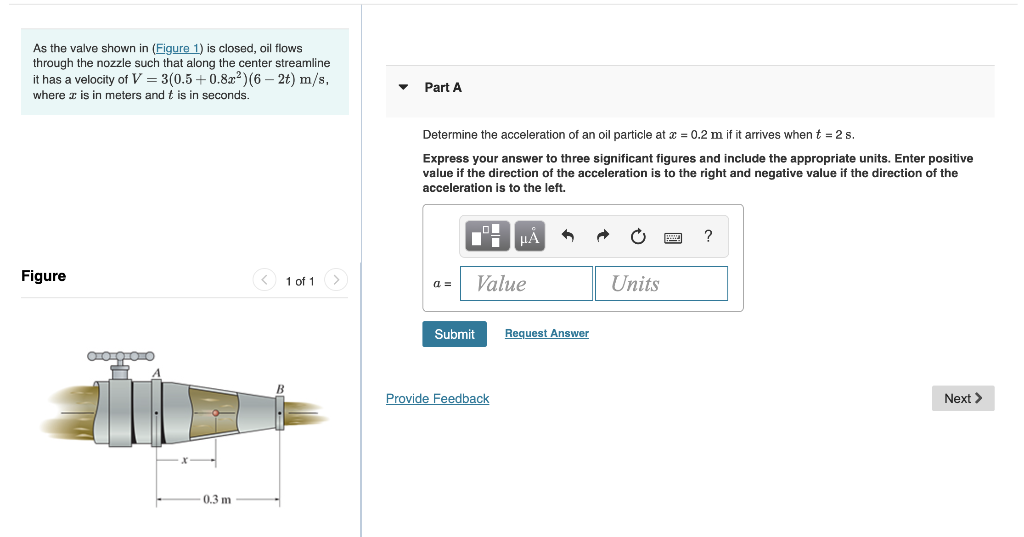 Solved As the valve shown in (Figure 1) is closed, oil flows | Chegg.com