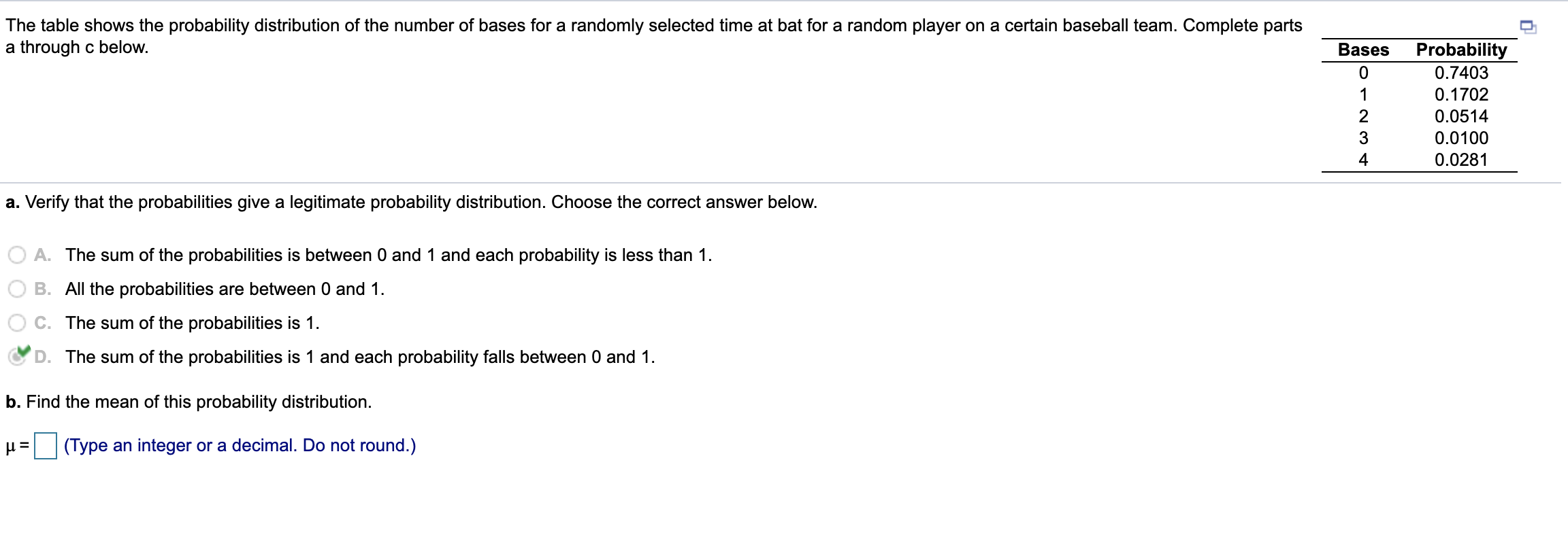 Solved The table shows the probability distribution of the | Chegg.com
