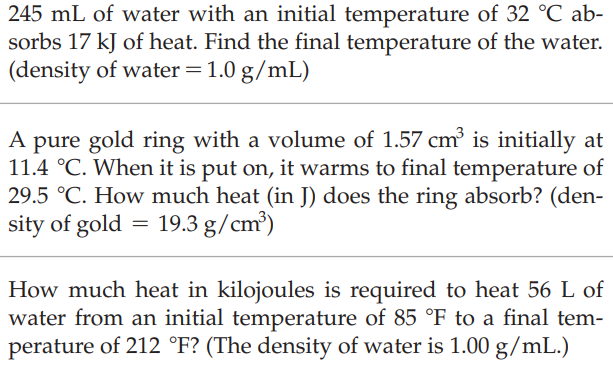 Solved 245 mL of water with an initial temperature of 32∘C | Chegg.com