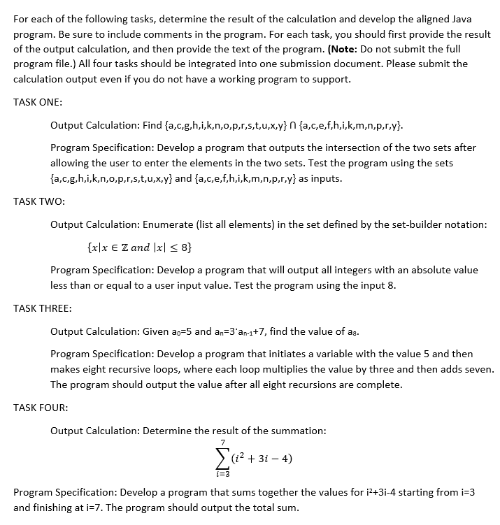 Solved Assignment: Programming Sets, Series, and Sums | Chegg.com