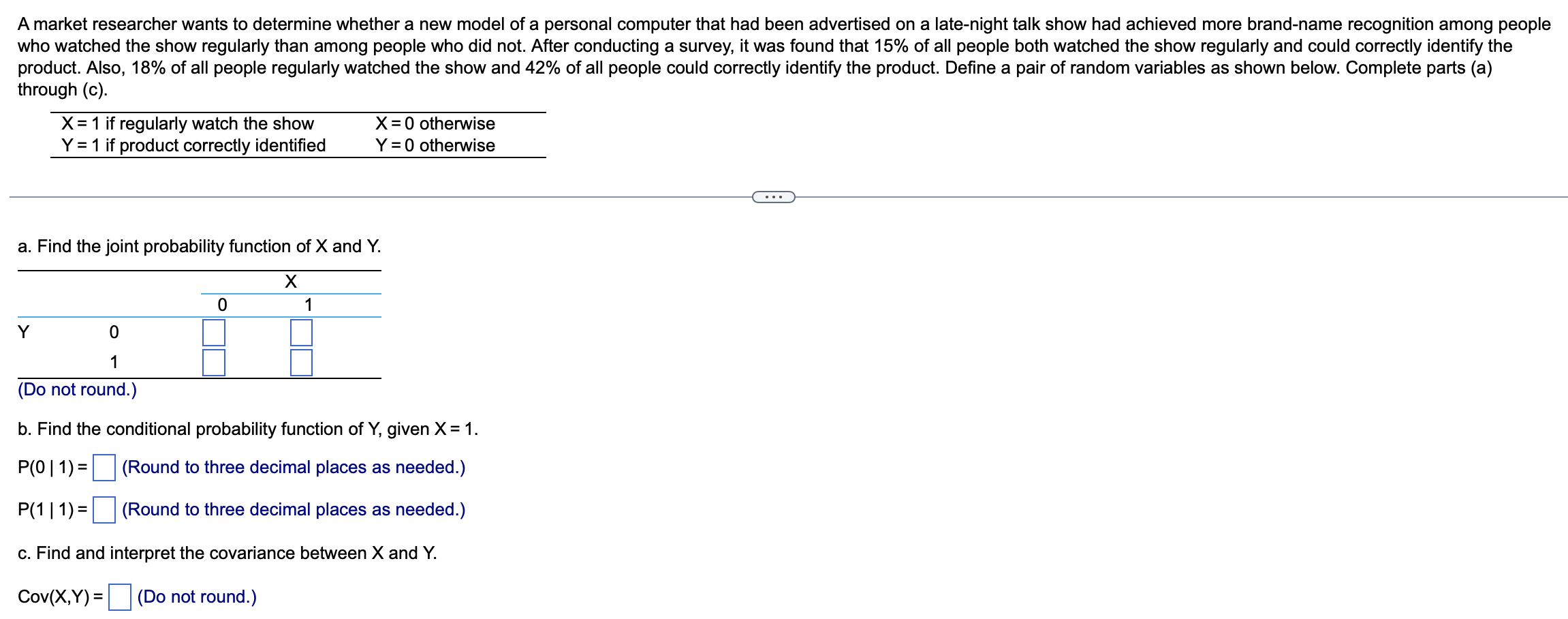 Solved through c a find the joint probability function chegg
