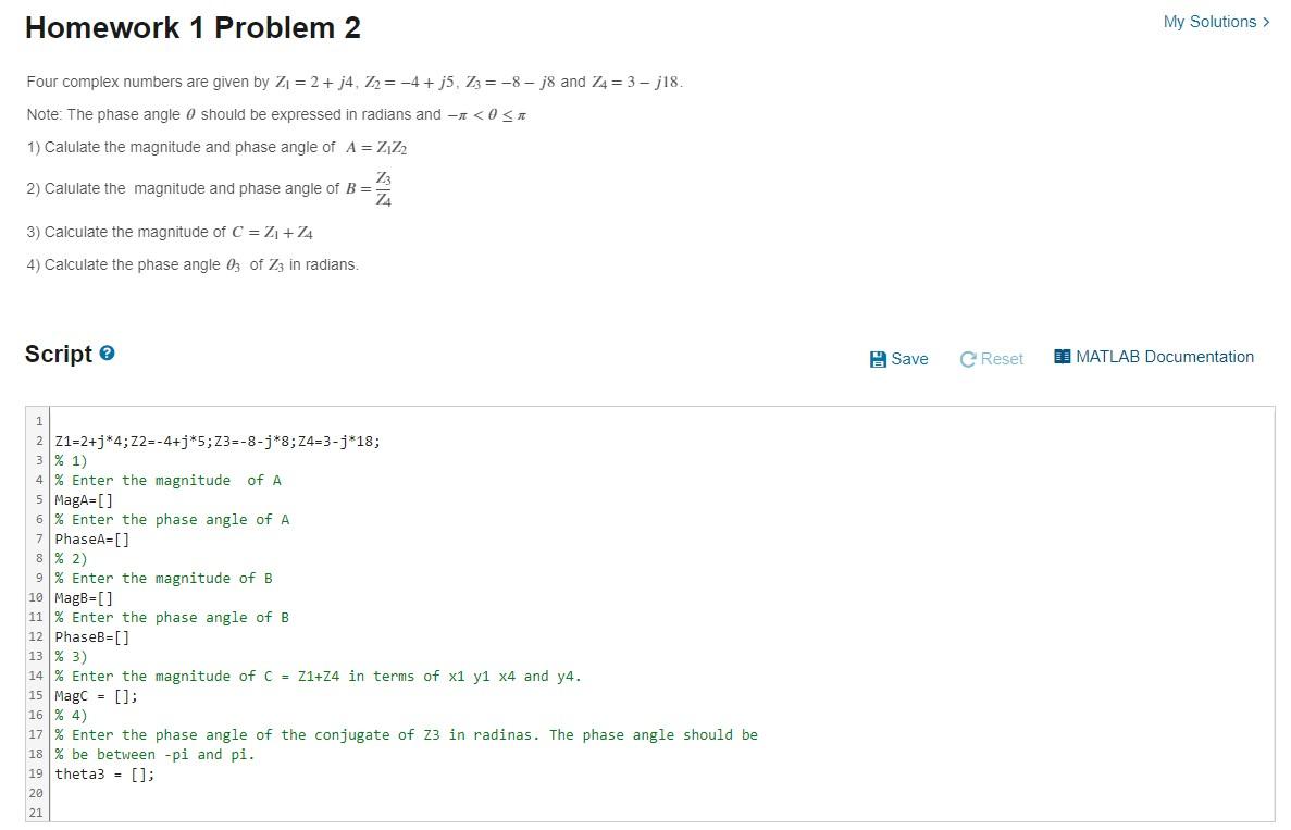 Solved Four Complex Numbers Are Given By