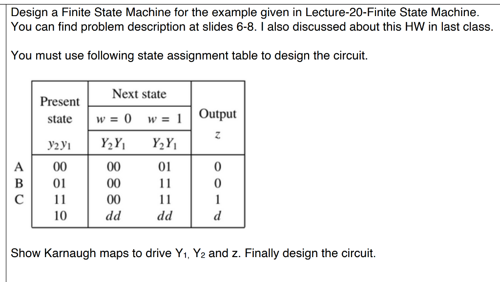 Solved Design a Finite State Machine for the example given | Chegg.com