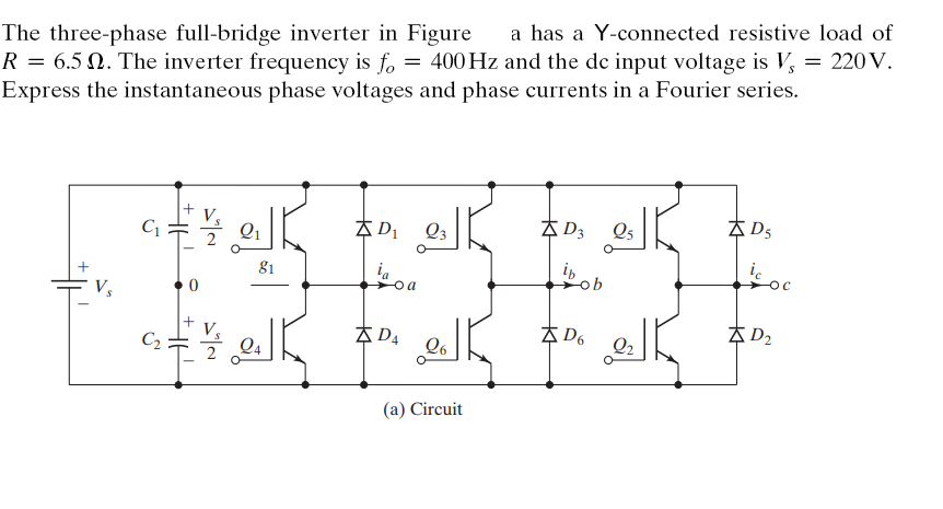 Solved The three-phase full-bridge inverter in Figure a has | Chegg.com