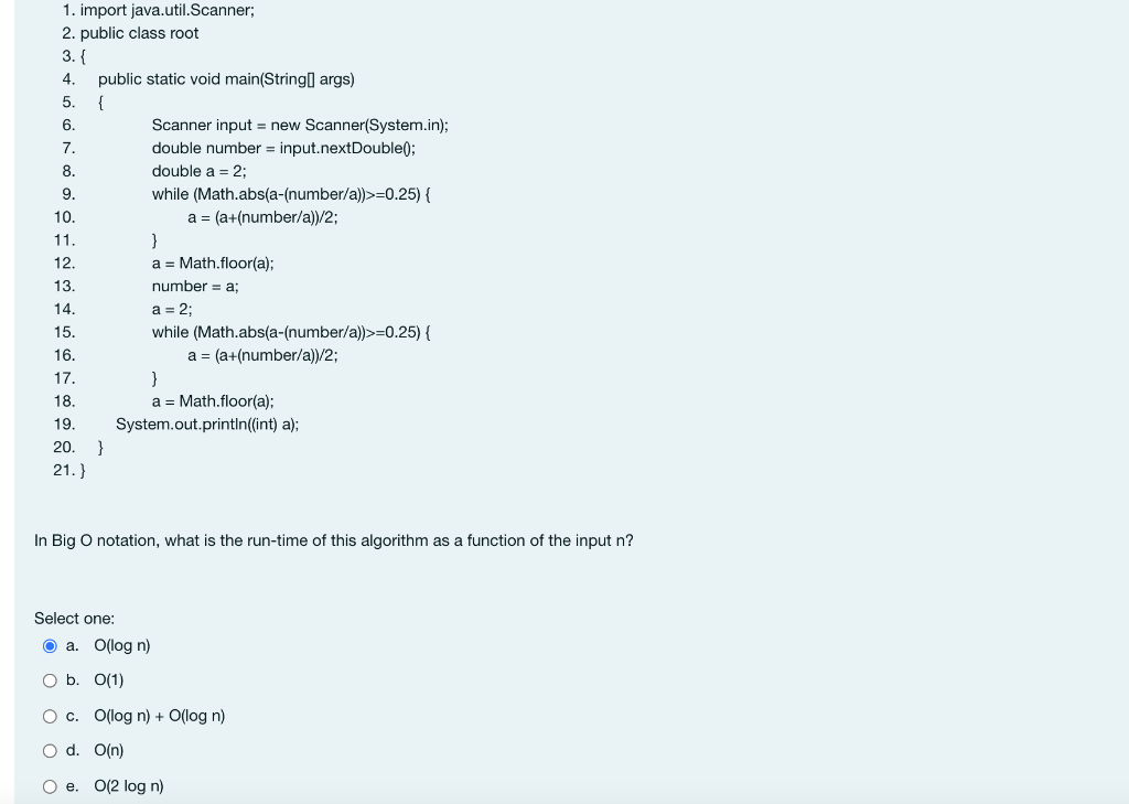 Solved 1. import java.util.Scanner; 2. public class root 3. | Chegg.com