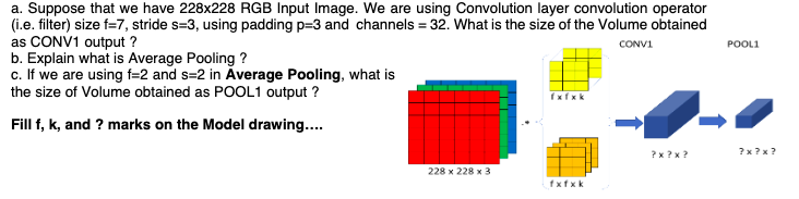 Solved CONVI POOL1 a. Suppose that we have 228x228 RGB Input | Chegg.com