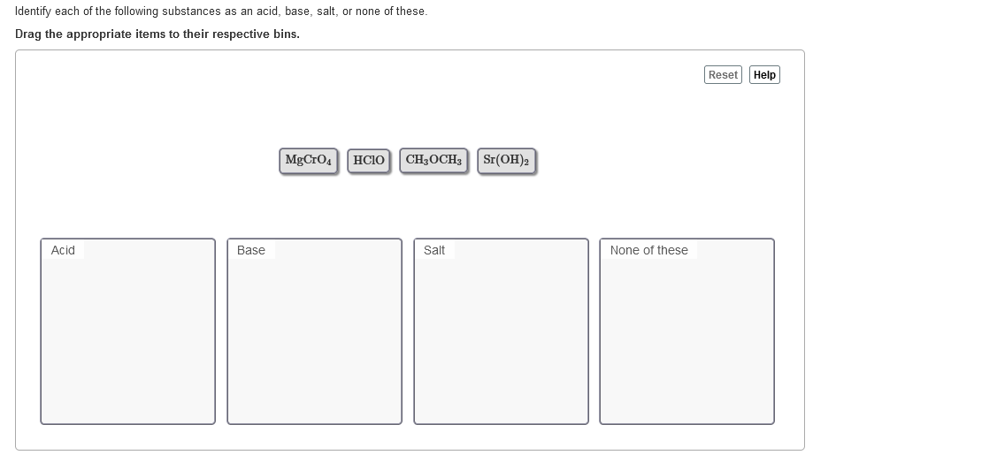 Solved Identify each of the following substances as an acid, | Chegg.com