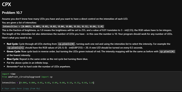 CPX Problem 10.7 Assume you don't know how many LEDs | Chegg.com