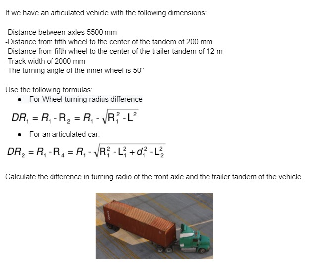Solved If we have an articulated vehicle with the following | Chegg.com