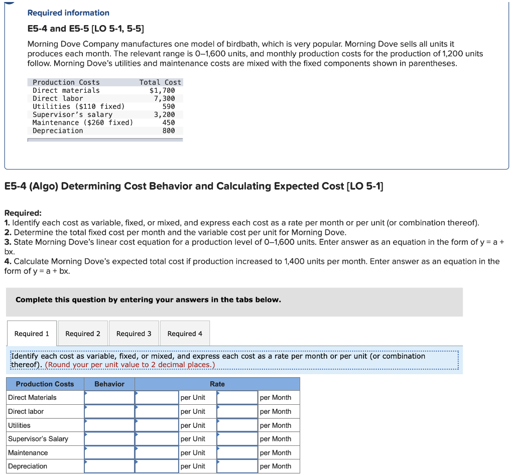 Solved Required information E5-4 and E5-5 [LO 5-1, 5-5] | Chegg.com