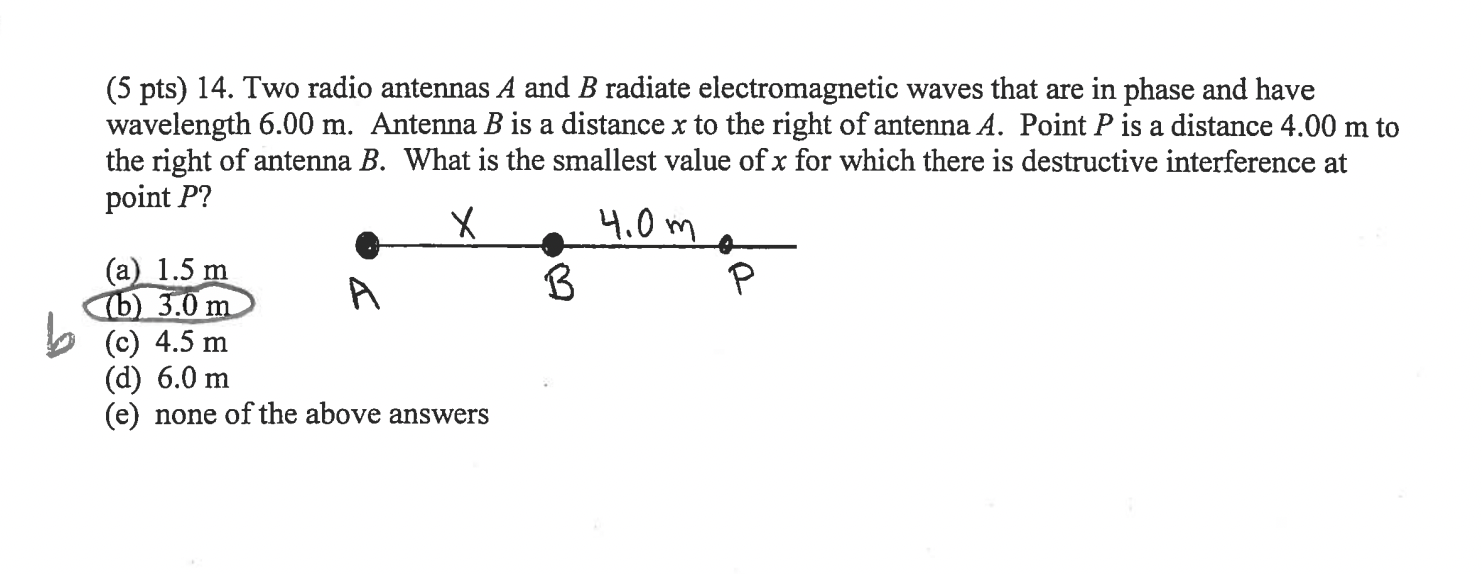 Solved (5 Pts) 14. Two Radio Antennas \\( A \\) And \\( B | Chegg.com