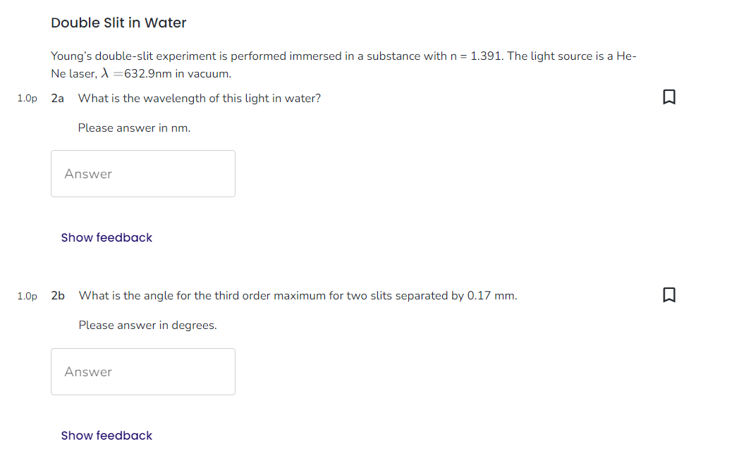 a young's double slit experiment is conducted in water