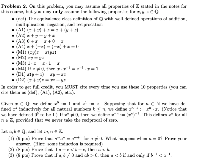 Solved Problem 2. On this problem, you may assume all | Chegg.com