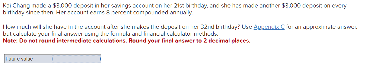 Solved Kai Chang made a $3,000 deposit in her savings | Chegg.com