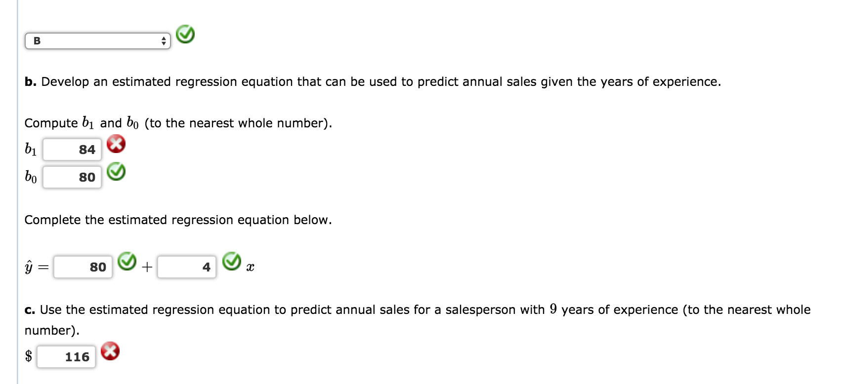 Solved b. Develop an estimated regression equation that can | Chegg.com