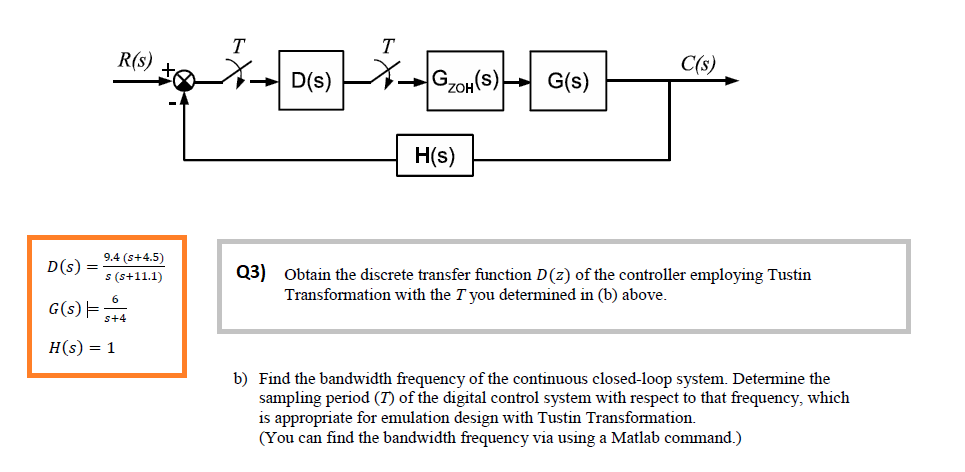 Solved D(s)=s(s+11.1)9.4(s+4.5) G(s)=s+46 H(s)=1 Q3) Obtain | Chegg.com
