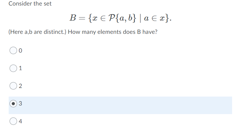 Solved Consider The Set B= {x E P{a,b} | A Ex}. (Here A,b | Chegg.com