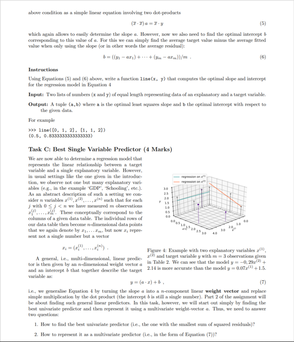 The first task is to model a linear relationship | Chegg.com