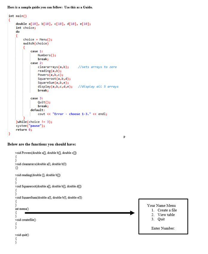 Solved C++... please complete the program according to the | Chegg.com