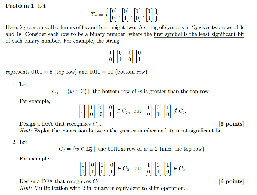 Solved Problem 1 Let Σ2 = = {0:0 6:0} Here, Ez contains all | Chegg.com