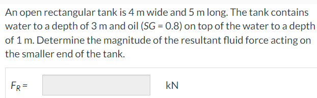 Solved An open rectangular tank is 4 m wide and 5 m long. | Chegg.com
