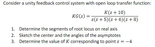 Solved Consider a unity feedback control system with open | Chegg.com