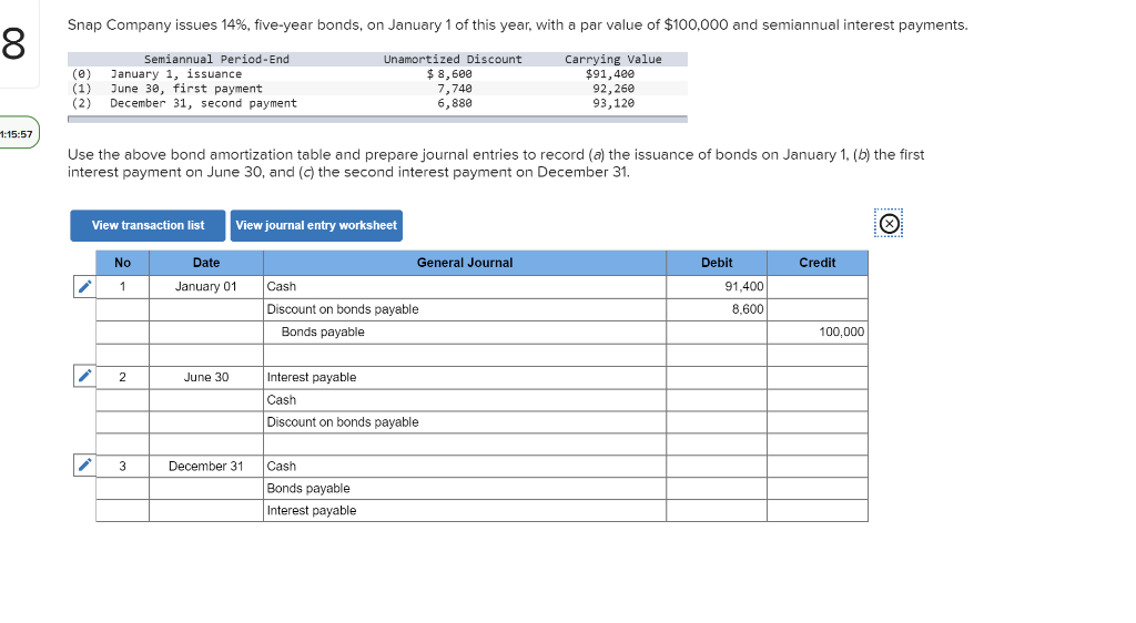 Solved Snap Company issues 14, fiveyear bonds, on January