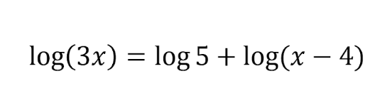 Solved Log(3x) = Log 5 + Log(x – 4) 