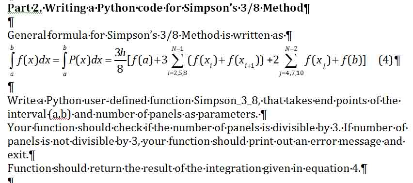 Part 2. Writing a Python code for-Simpson's | Chegg.com
