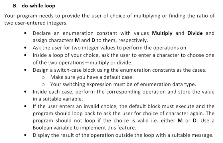 Solved B. Do-while Loop Your Program Needs To Provide The | Chegg.com