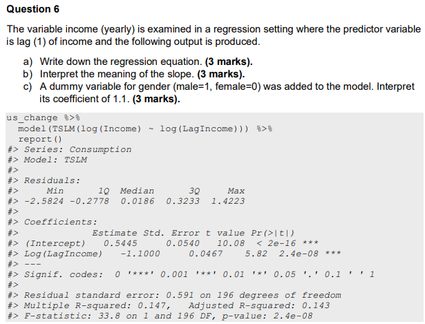 Solved Question 6 The variable income (yearly) is examined | Chegg.com