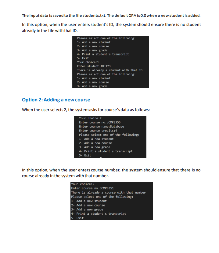 Solved You are required to develop a registration system | Chegg.com