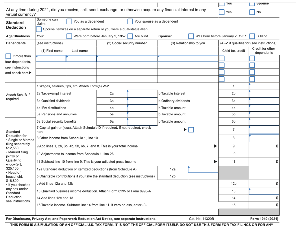 Complete Pages 1 Of Form 1040 Through Taxable