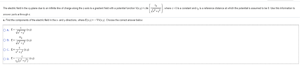 Solved The electric field in the xy-plane due to an infinite | Chegg.com
