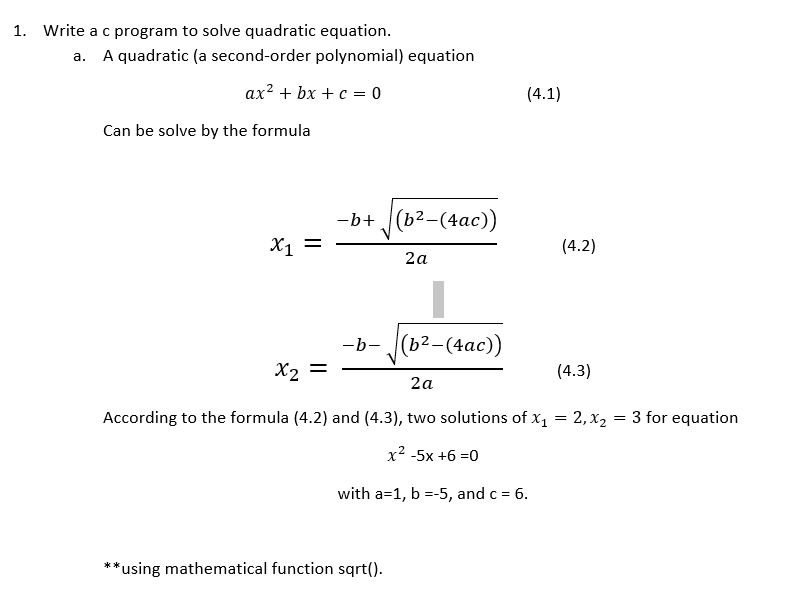 How To Solve A Quadratic Equation In C Program Tessshebaylo
