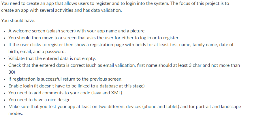 Solved You need to create an app that allows users to | Chegg.com